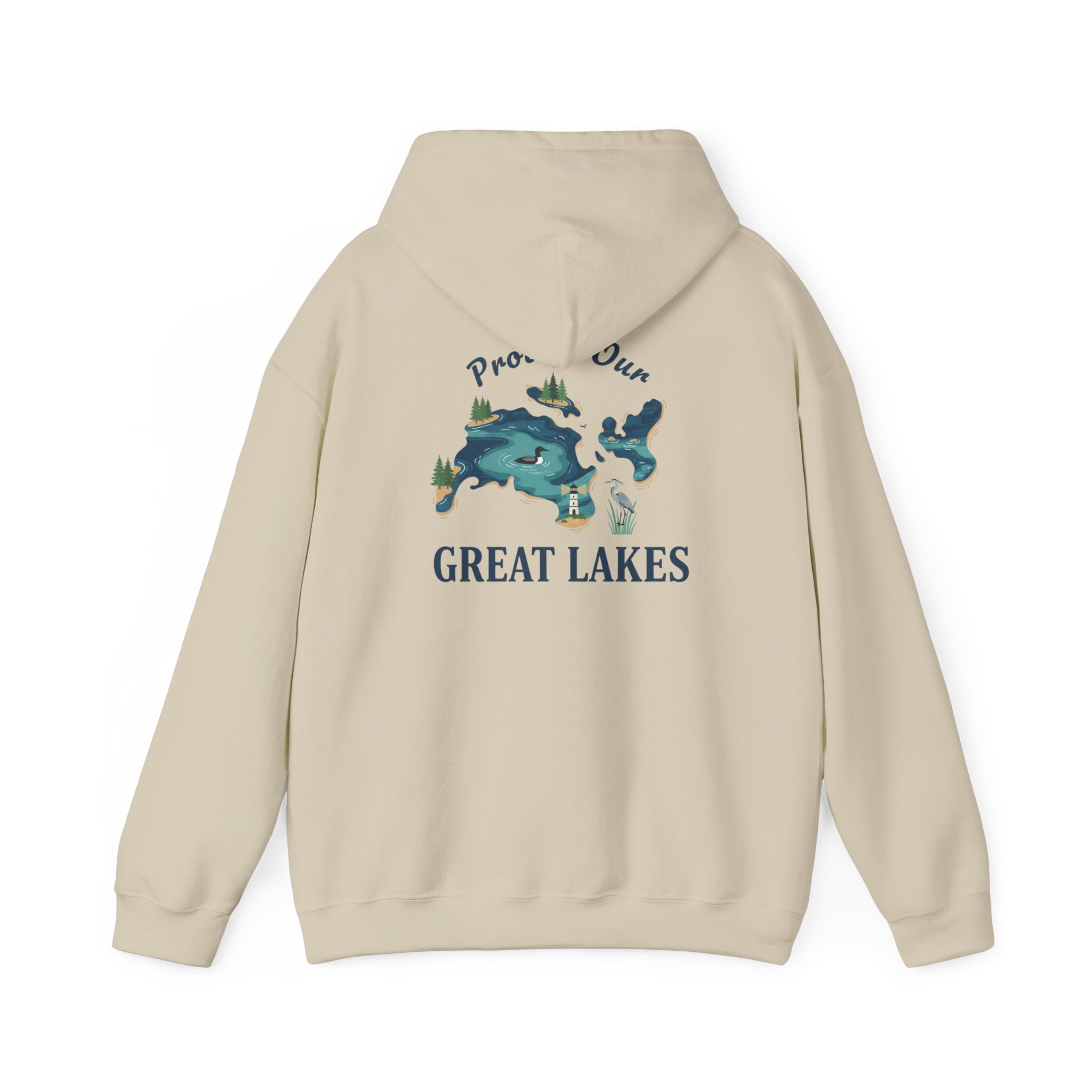 Great Lakes Map Hoodie — 'Protect Our Great Lakes' Environmental Graphic Hooded Sweatshirt