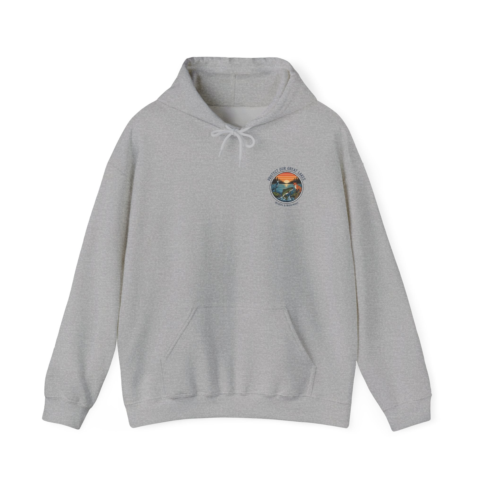 Great Lakes Map Hoodie — 'Protect Our Great Lakes' Environmental Graphic Hooded Sweatshirt