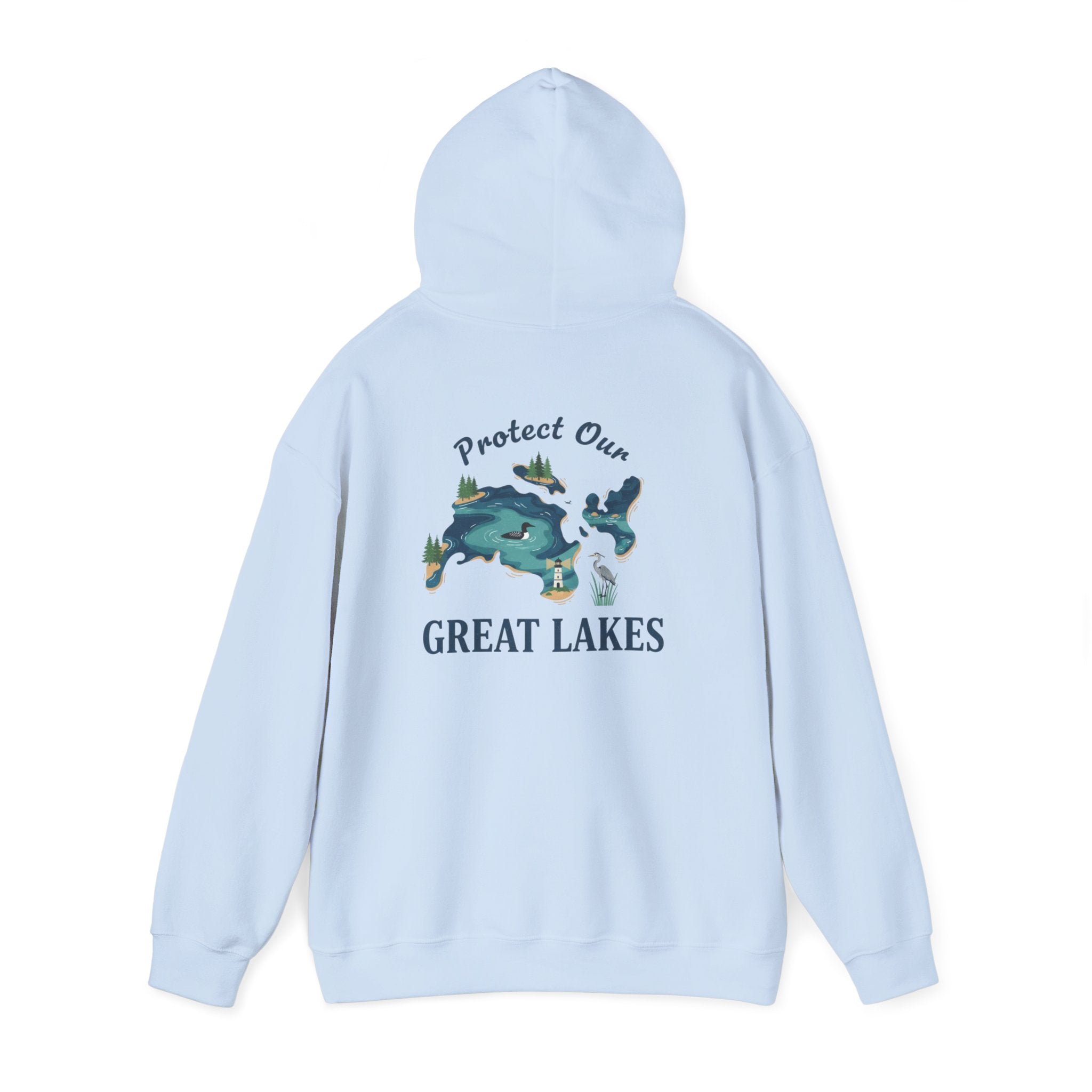 Great Lakes Map Hoodie — 'Protect Our Great Lakes' Environmental Graphic Hooded Sweatshirt