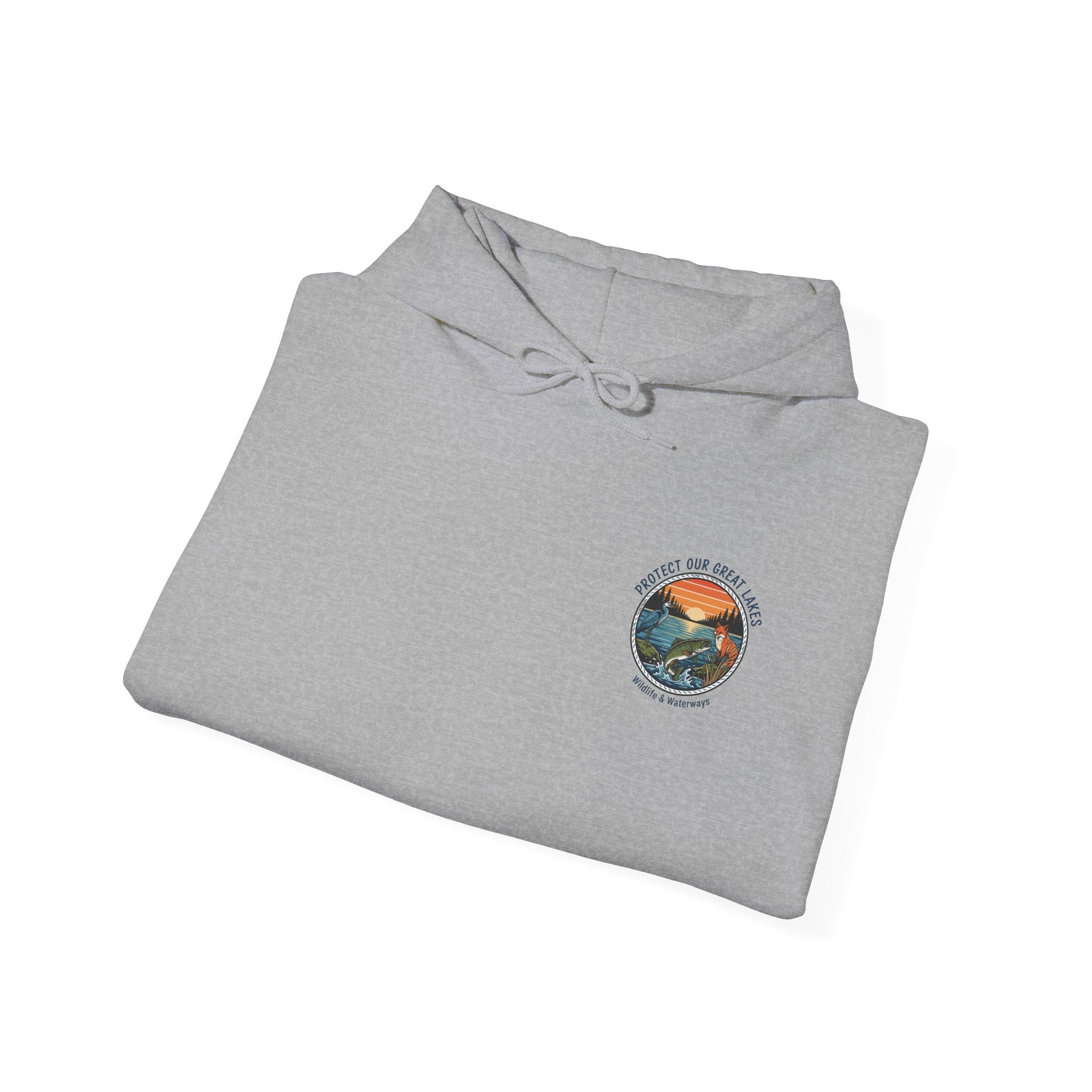 Great Lakes Map Hoodie — 'Protect Our Great Lakes' Environmental Graphic Hooded Sweatshirt