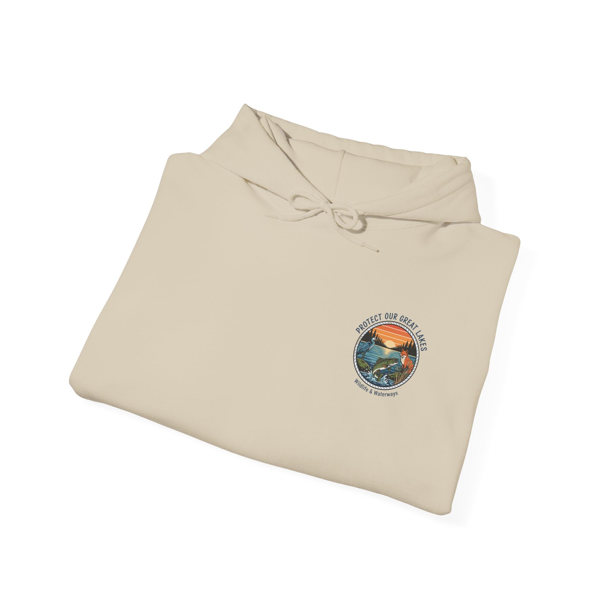 Great Lakes Map Hoodie — 'Protect Our Great Lakes' Environmental Graphic Hooded Sweatshirt