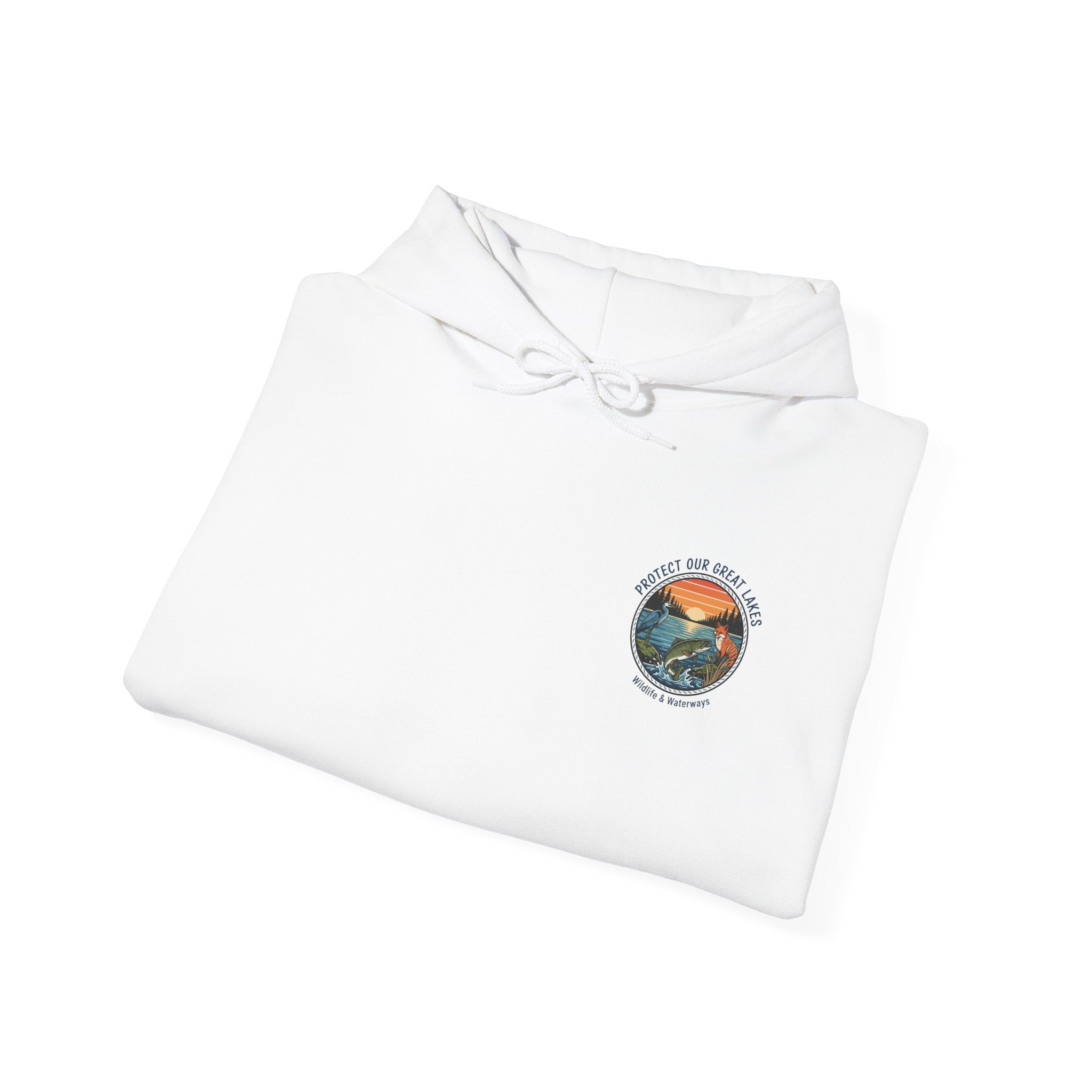 Great Lakes Map Hoodie — 'Protect Our Great Lakes' Environmental Graphic Hooded Sweatshirt