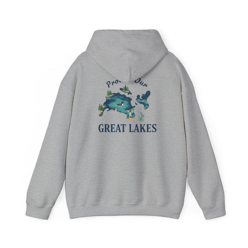 Great Lakes Map Hoodie — 'Protect Our Great Lakes' Environmental Graphic Hooded Sweatshirt