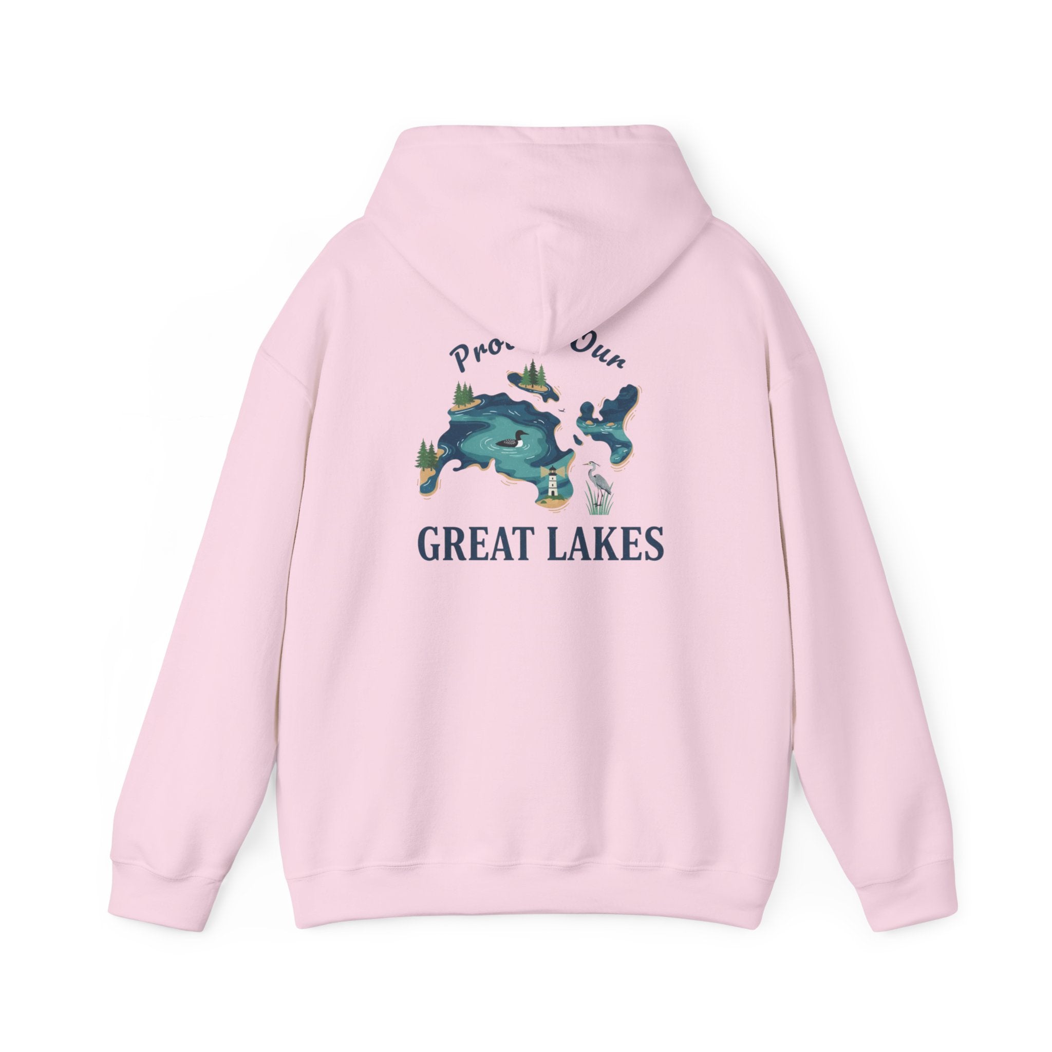 Great Lakes Map Hoodie — 'Protect Our Great Lakes' Environmental Graphic Hooded Sweatshirt