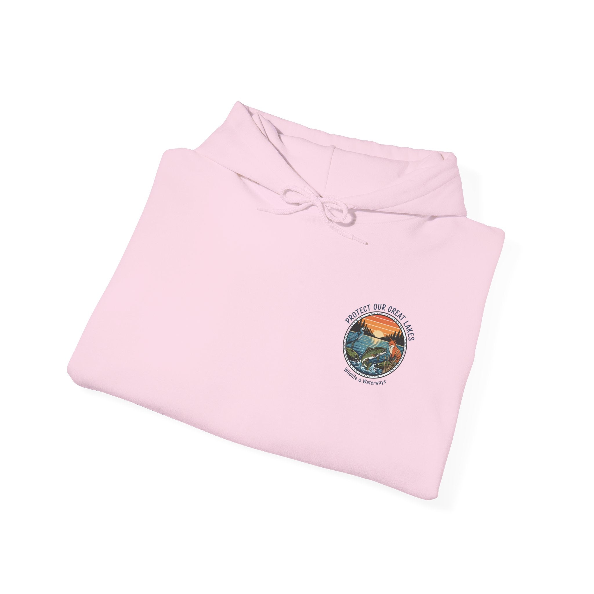 Great Lakes Map Hoodie — 'Protect Our Great Lakes' Environmental Graphic Hooded Sweatshirt