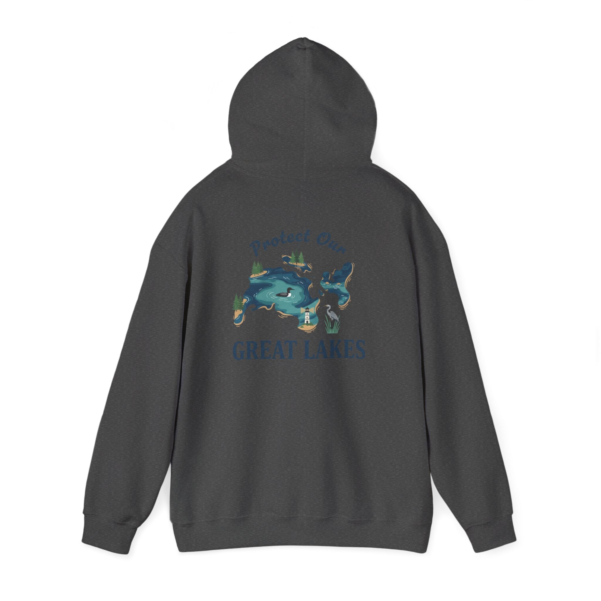 Great Lakes Map Hoodie — 'Protect Our Great Lakes' Environmental Graphic Hooded Sweatshirt
