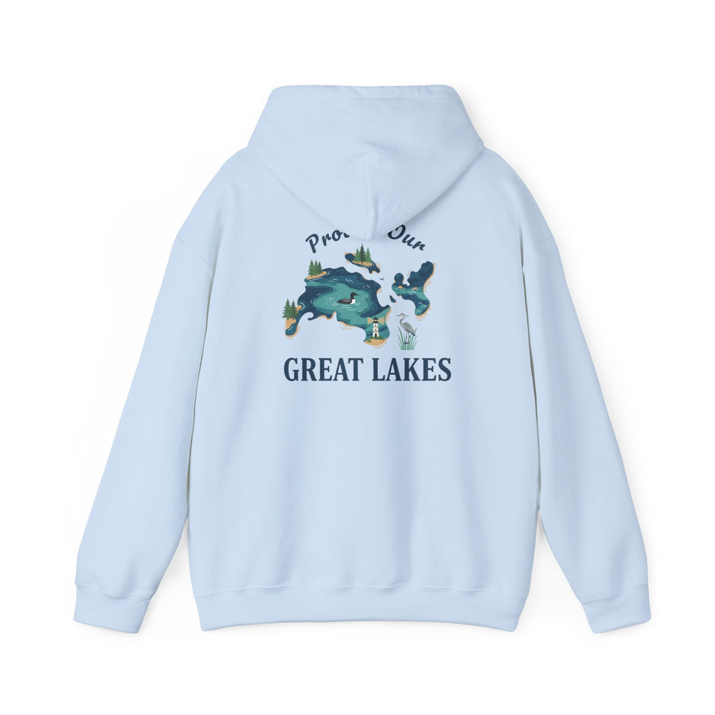 Great Lakes Map Hoodie — 'Protect Our Great Lakes' Environmental Graphic Hooded Sweatshirt