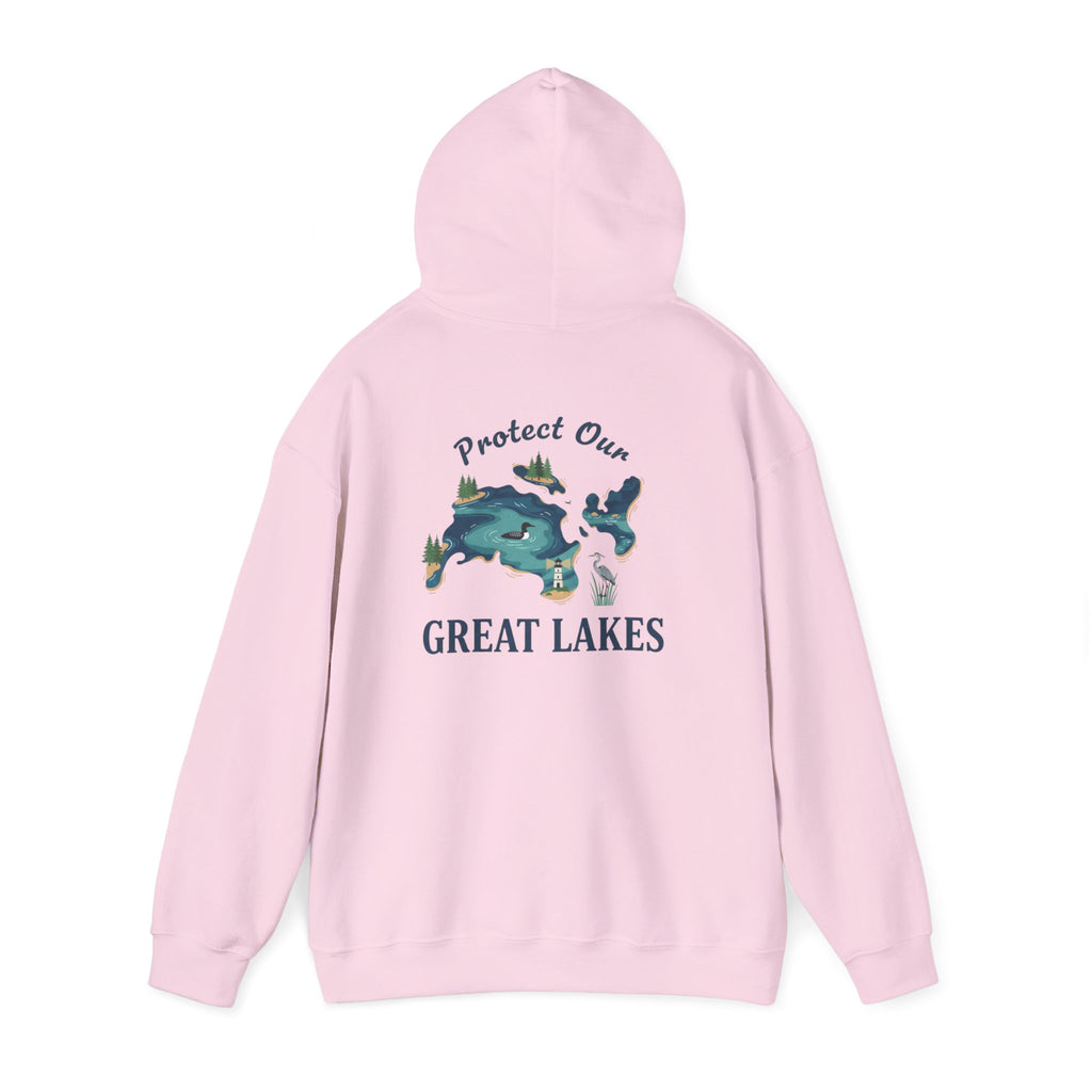 Great Lakes Map Hoodie — 'Protect Our Great Lakes' Environmental Graphic Hooded Sweatshirt