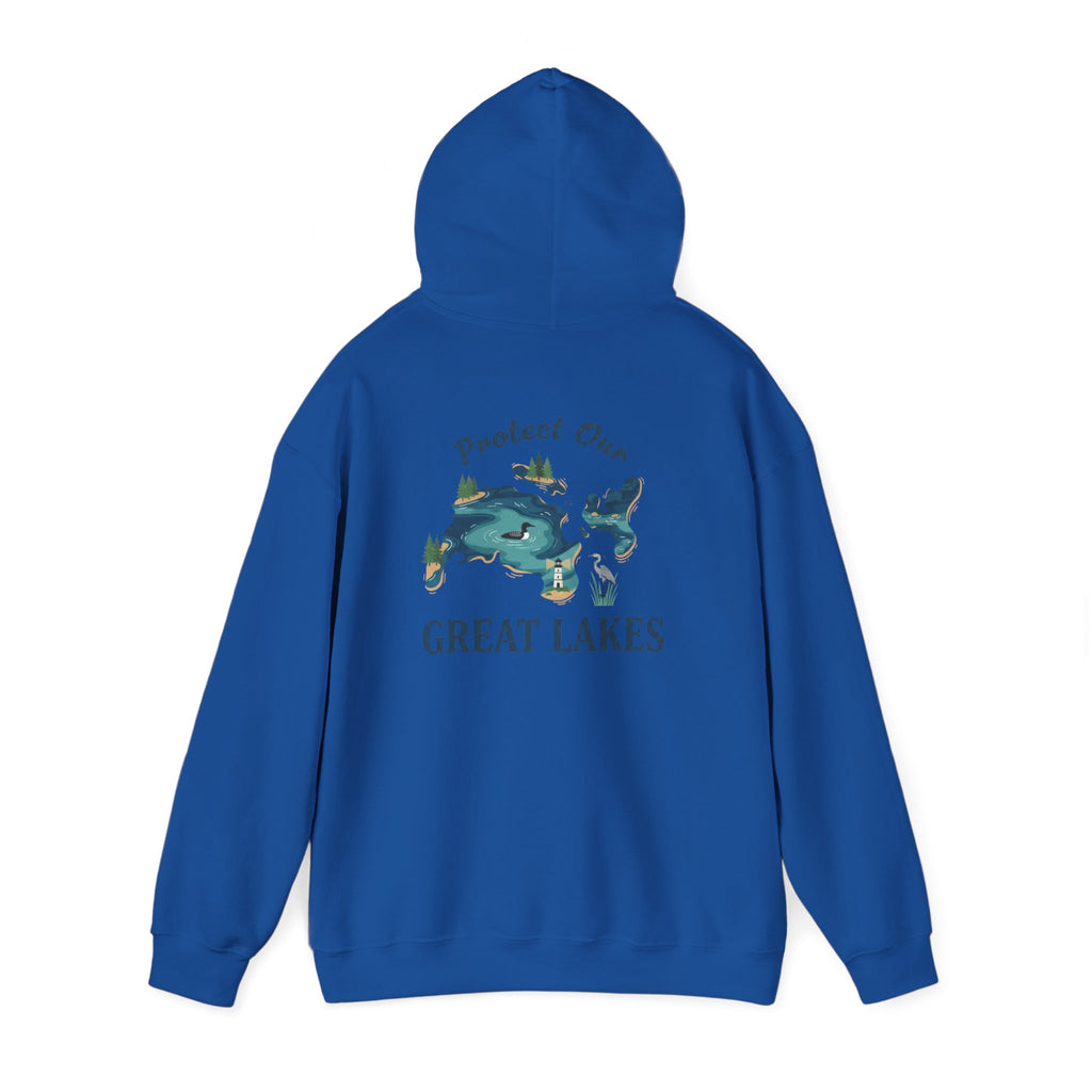 Great Lakes Map Hoodie — 'Protect Our Great Lakes' Environmental Graphic Hooded Sweatshirt
