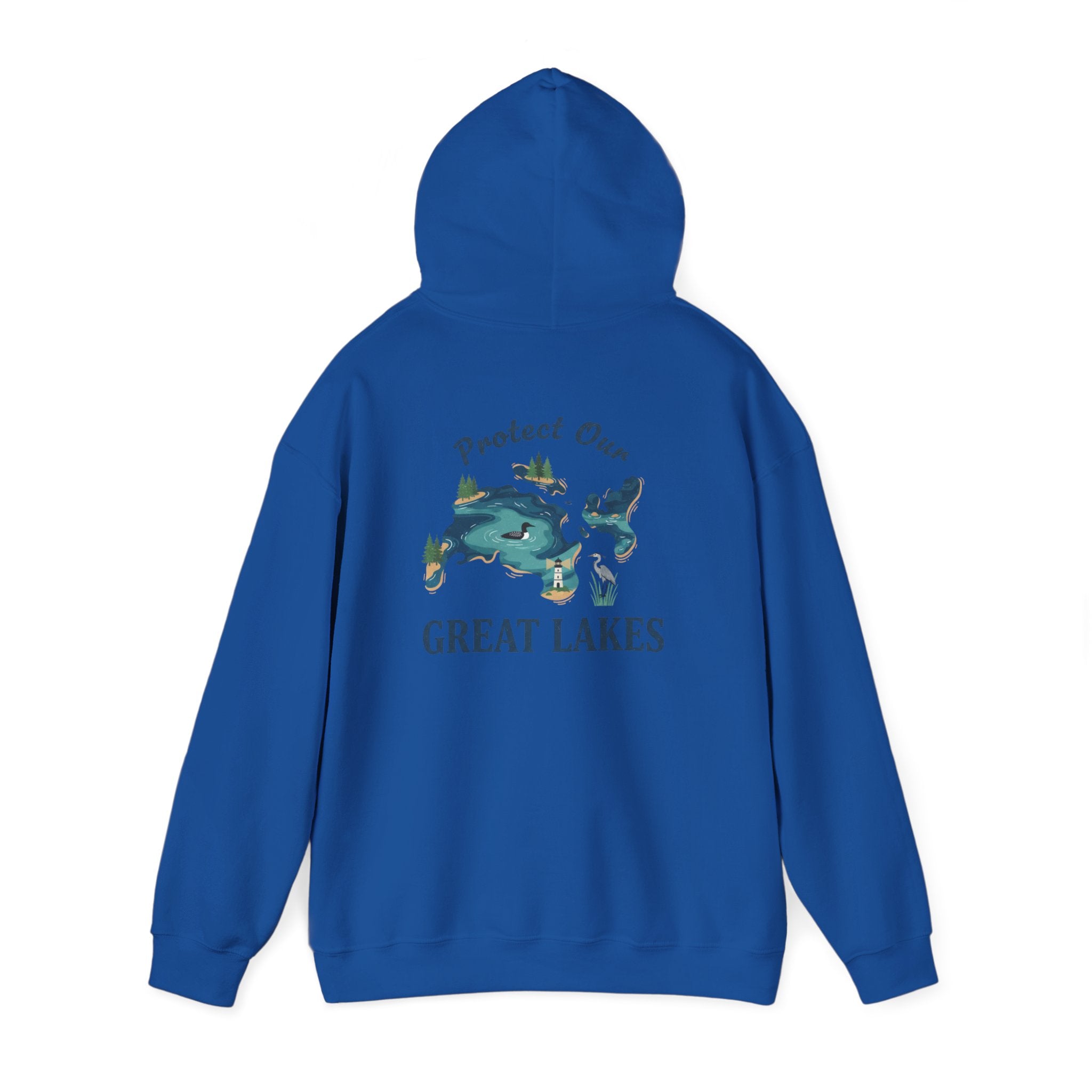 Great Lakes Map Hoodie — 'Protect Our Great Lakes' Environmental Graphic Hooded Sweatshirt